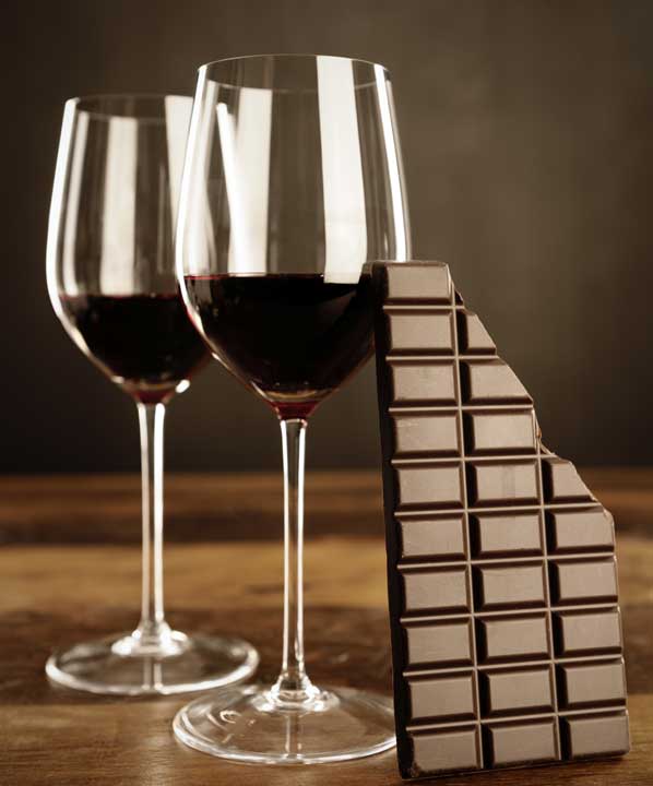Dégustations de vins avec du chocolat